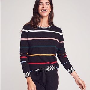 Faherty Surf Sweater Multi color striped- charcoal, cashmere blend, size Large